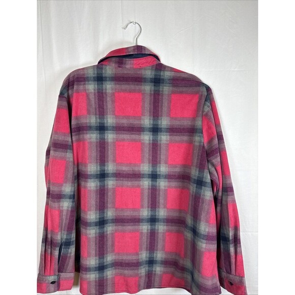 Lee Riders Women Shirt Pink  & Navy Blue Plaid Button Up Size 2X Preowned - Picture 11 of 14